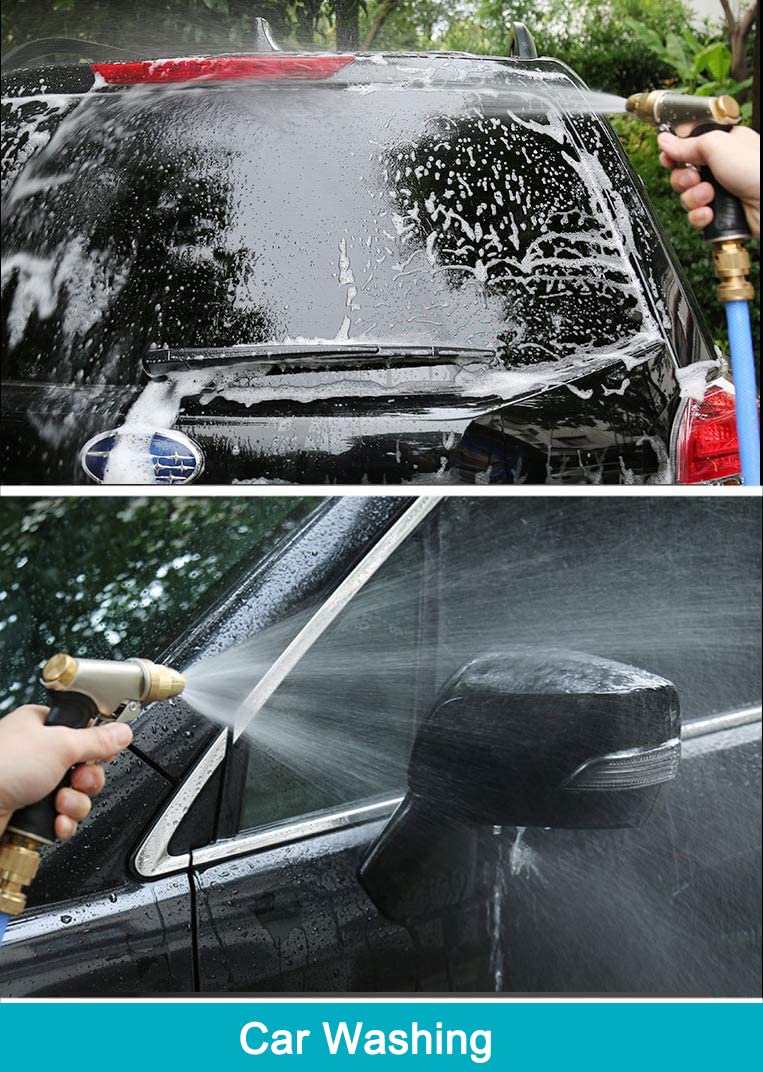[Australia - AusPower] - ESOW Garden Hose Nozzle 100% Heavy Duty Metal, Full Brass Nozzle & ABS Non-slip Ergonomic Grip, 4 Watering Patterns, High Pressure Metal Spray Gun for Watering Plants, Car Wash and Showering Dog 4 Spray Modes 
