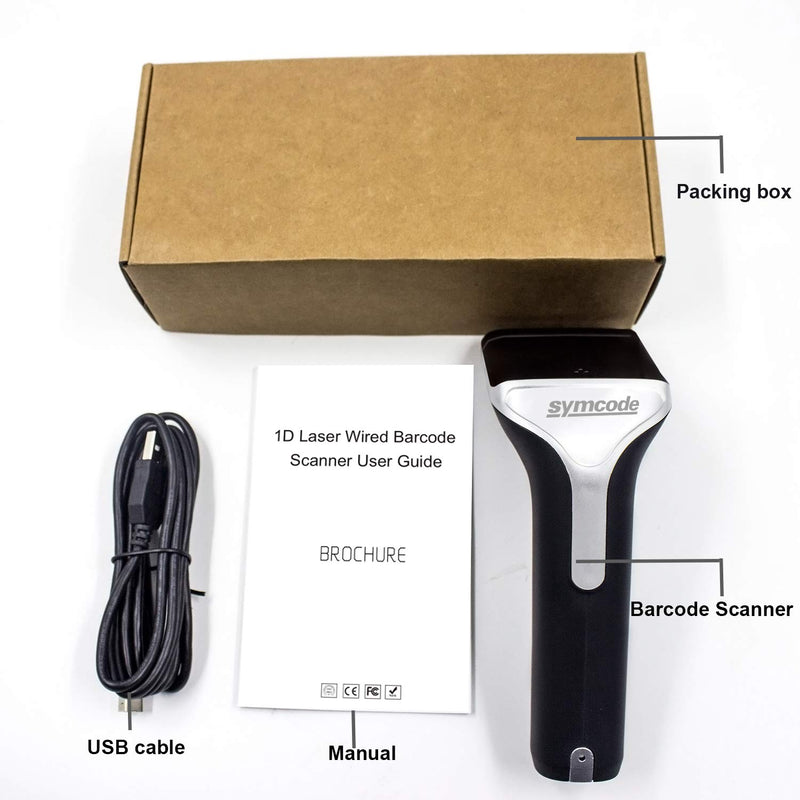 [Australia - AusPower] - Symcode Barcode Scanner,USB Wired Handheld Laser Bar Code Scanner Reader Black 