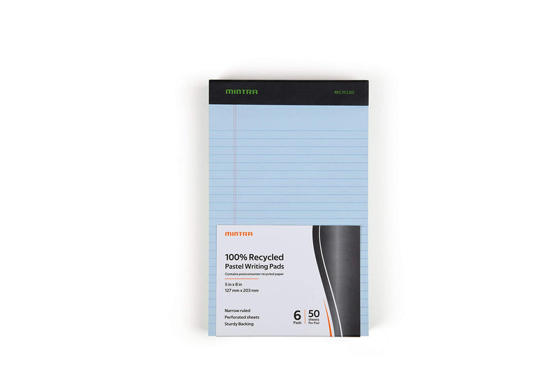 [Australia - AusPower] - Mintra Office Recycled Writing Pads 6pk (Pastel, Junior (5in x 8in)) Pastel Junior (5in x 8in) 