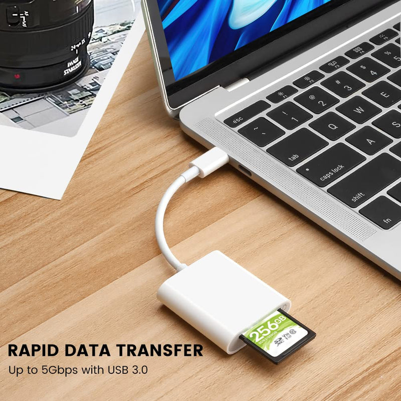 [Australia - AusPower] - USB C to SD Card Reader, BorlterClamp Type C to SD/Micro SD Memory Card Reader Adapter Compatible with MacBook, Laptops, Tablets, Smartphones 