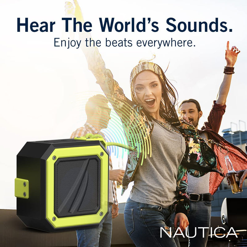 [Australia - AusPower] - NAUTICA Portable Wireless Bluetooth Speaker, IPX5 Splash Proof, Loud Volume, Clear Audio Sound, Outdoor, Portable, Support up to 32 GB USB Drive | 15-Hour Playtime (Black-Green) BLACK-GREEN 