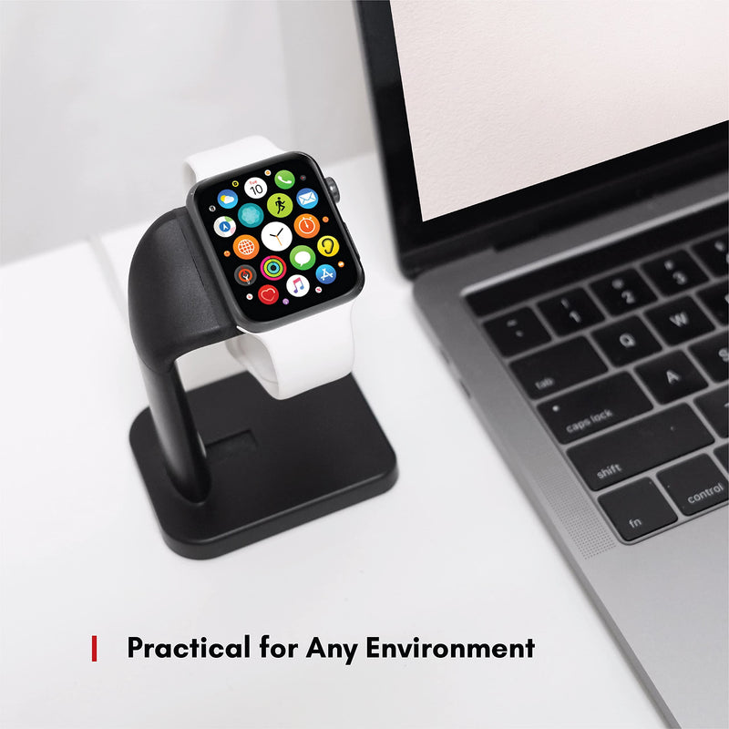 [Australia - AusPower] - Macally Apple Watch Charger Stand for Series 7/6 / 5/4 / 3/2 / 1 / SE (44mm, 42mm, 40mm, 38mm) - Minimalistic iWatch Apple Watch Stand Dock - The Perfect Apple Watch Charging Station - Black 
