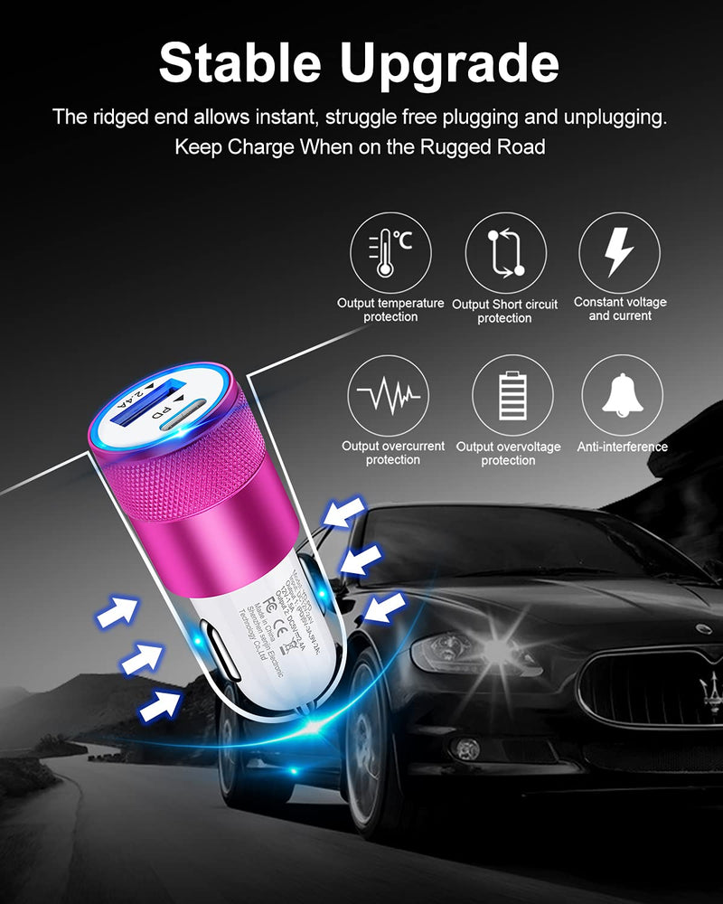[Australia - AusPower] - 30W USB C Car Charger, [2Pack] 3.0 Fast Charge Dual Port USB Type C and 2.4a USB A Cargador Carro Lighter Adapter for iPhone,Tablet, iPad, Samsung Galaxy, LG, Google Pixel GPS, Z Play Droid, Motorola Rose 