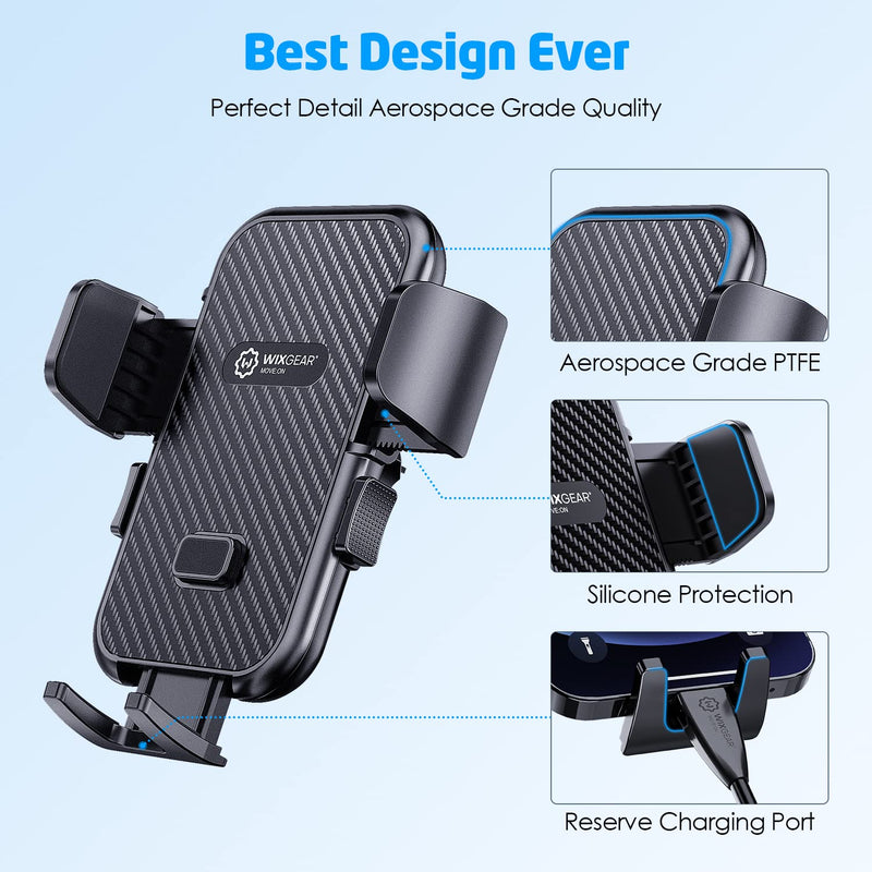 [Australia - AusPower] - WixGear Universal Phone Holder for Car, Windshield Mount and Dashboard Mount Holder for Cell Phones and Tablets with Long Adjustable Arm (New Automatic Closing Arms) 