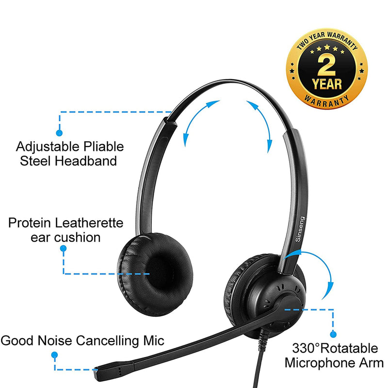 [Australia - AusPower] - Sinseng Phone Headsets with Microphone,Phone Headset,Office Phone with Headset,Hands Free Phone with Noise Cancelling & Volume Controls RJ9 for Desk Phone 