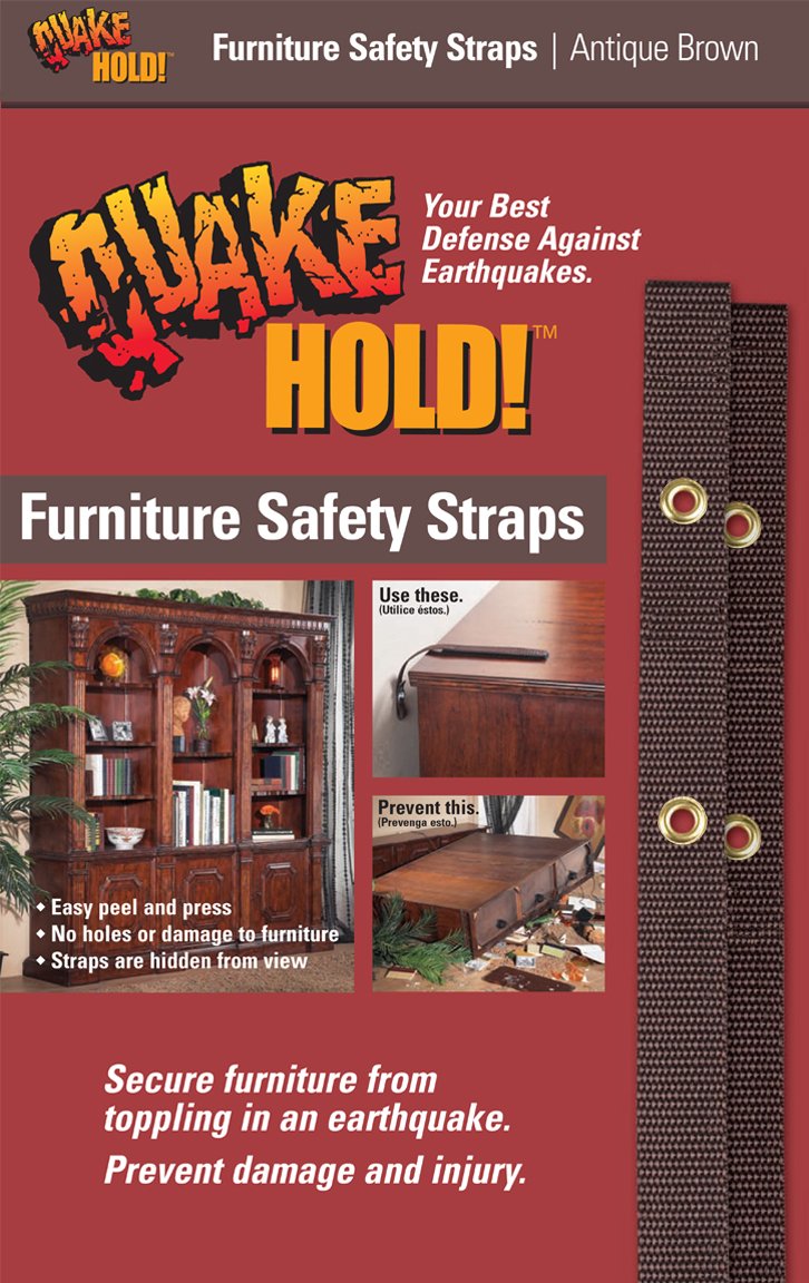 [Australia - AusPower] - Ready America Quake Hold Adjustable Big Screen & Appliance Strap, 6' L, 500 lb, Nylon Antique Brown 