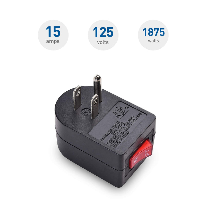 [Australia - AusPower] - Cable Matters 3 Pack Grounded Outlet with ON Off Switch, Single Outlet Switch/Plug Switch in Black 