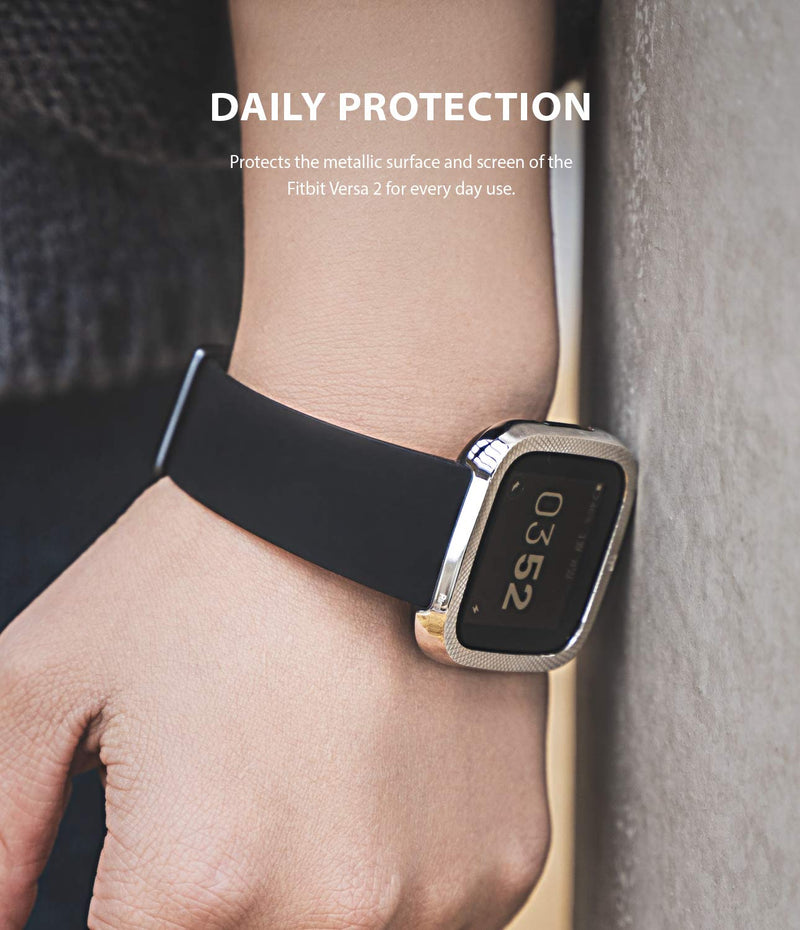 [Australia - AusPower] - Ringke Bezel Styling Case Designed for Fitbit Versa 2 Full Stainless Steel Metal Frame Smartwatch Case Accessory - Silver (2-01 ST) Modern Glossy Design FV2-01-Silver 