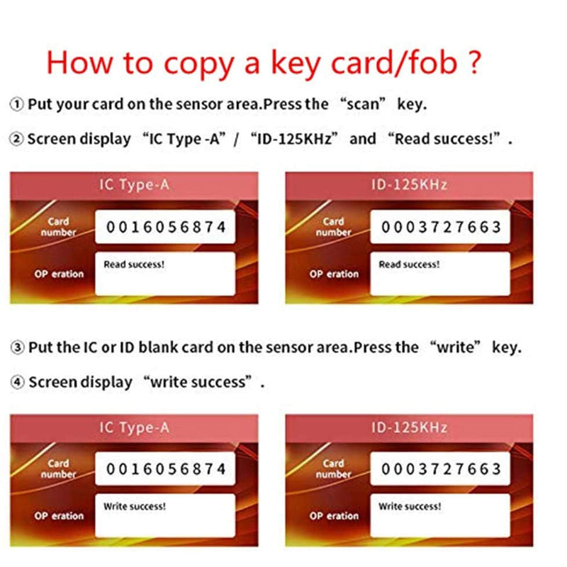 [Australia - AusPower] - English 10 Frequency NFC RFID Card Copier Writer Reader Duplicator for IC ID Cards and All 125kHz Cards,10 Pcs ID 125khz Cards + 10pcs ID 125kh Key Fobs + 10pcs 13.56mhz IC Key + 1 USB 