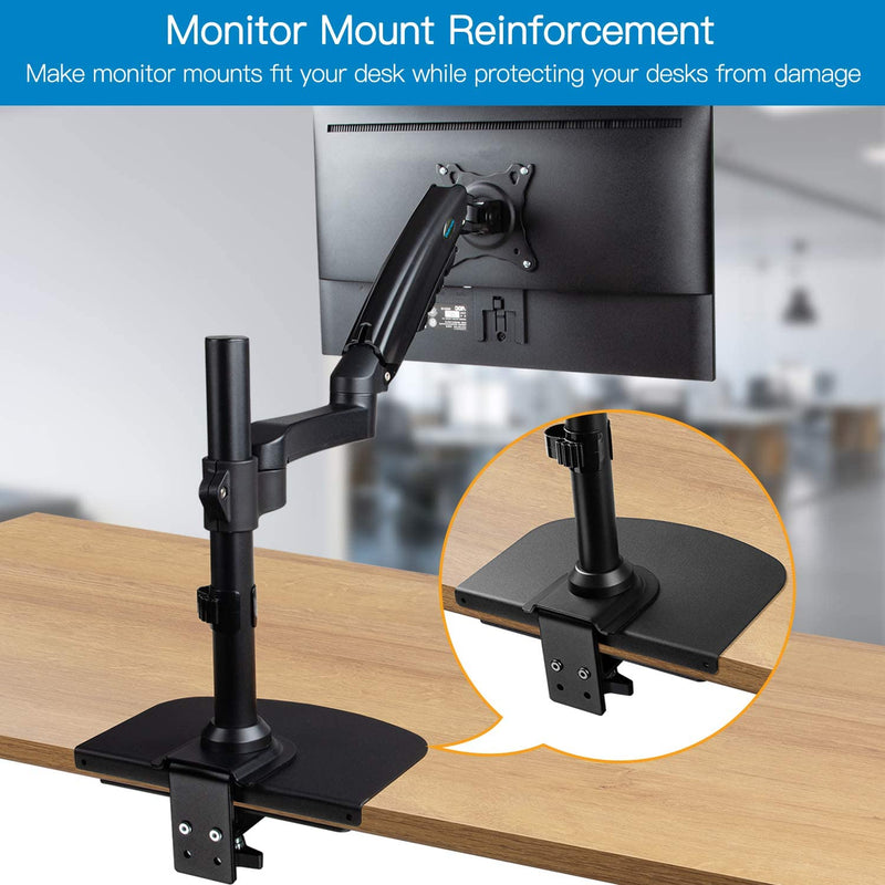 [Australia - AusPower] - HUANUO Bundle – 2 Items: HUANUO Single Monitor Mount , Adjustable Monitor Stand for 13 inch to 32 inch Screen and Steel Monitor Mount Reinforcement Plate for Thin, Glass and Other Fragile Table 