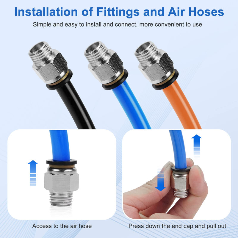 [Australia - AusPower] - CNAODUN 10 Pcs Push-to-Connect Fittings 3/8 Inch Tube OD x 1/4 Inch NPT Thread Pneumatic Male Straight Quick Connect Air line fittings… 