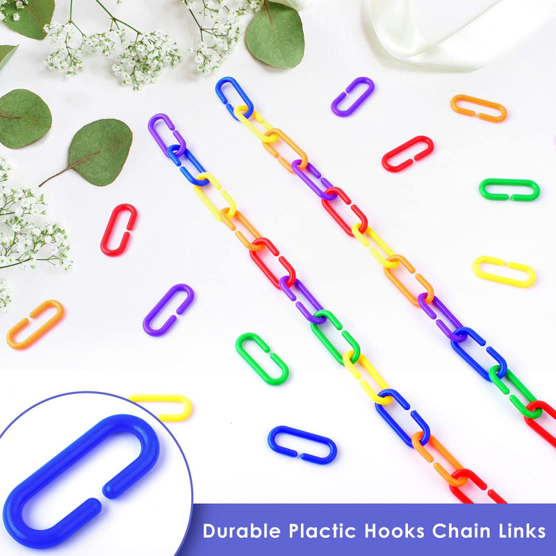 [Australia - AusPower] - Bissap Plastic Chain Links Birds 250pcs, Mix Color Rainbow DIY C-Clips Chains Hooks Swing Climbing Cage Toys for Sugar Glider Rat Parrot Bird, Children's Learning Toy 
