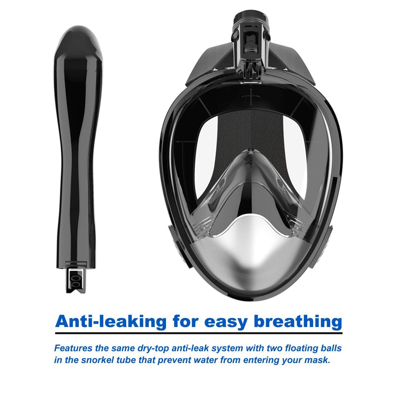 [Australia - AusPower] - Jwintee Full Face Snorkel Mask, Diving Mask for Kids and Adults,180° Panoramic View Snorkel Mask with Camera Mount, Safe Breathing, Anti-Leak&Anti-Fog Black/black Medium 