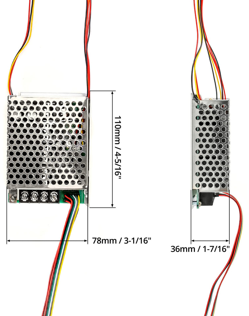 [Australia - AusPower] - QWORK Motor Speed Controller PWM, DC10-55V/60A Stepless DC Motor Speed Controller with Adjustable Potentiometer and LED Display, 1 Pack 