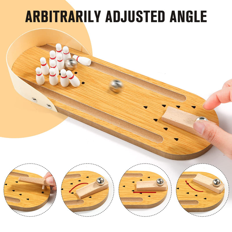 [Australia - AusPower] - 3 otters Mini Bowling Set, Wooden Tabletop Bowling Game Desk Toys Desktop Bowling Home Bowling Alleys, Desk Gifts for Coworkers 