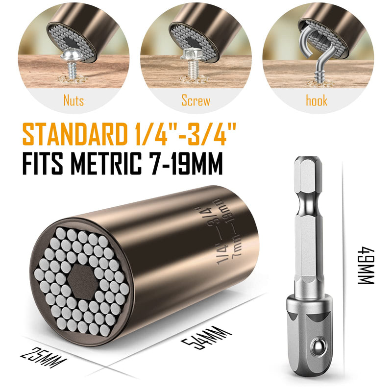 [Australia - AusPower] - Lenski Stocking Stuffers Gifts for Men, Super Universal Socket Christmas Gifts for Men, Tools Cool Gadgets for Men, Fathers Gifts for Dad, Unique Steelers Gifts for Men, Birthday Gifts for Husband Black gold 