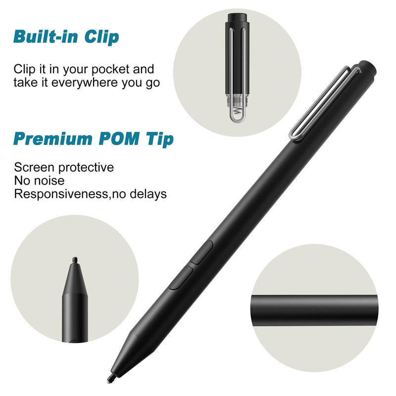 [Australia - AusPower] - Pen for Microsoft Surface Device with Palm Rejection, 4096 Levels Pressure Compatible with Surface Pro X/7/6/5/4/3, Surface Go, Surface Book, Surface Laptop Including AAAA Battery & Spare Tip Black 