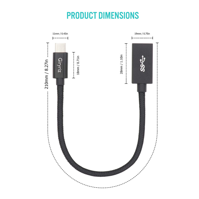 [Australia - AusPower] - Giryriz USB-C Male to USB3.1 Gen2 Female Adapter Cable, Type-C OTG Cable, Speed Up to 10Gbps (2PCS Pack) 2 PCS/Pack 