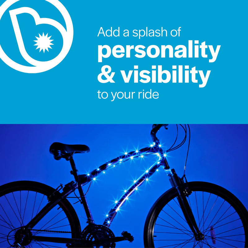 [Australia - AusPower] - Brightz CosmicBrightz LED Bike Frame Rope Light - 6.5-Foot String Rope - Battery-Powered with On/Off Switch - Ultra Bright Color Keeps Your Ride Fun and Safe for Kids, Teens, & Adults Blue 