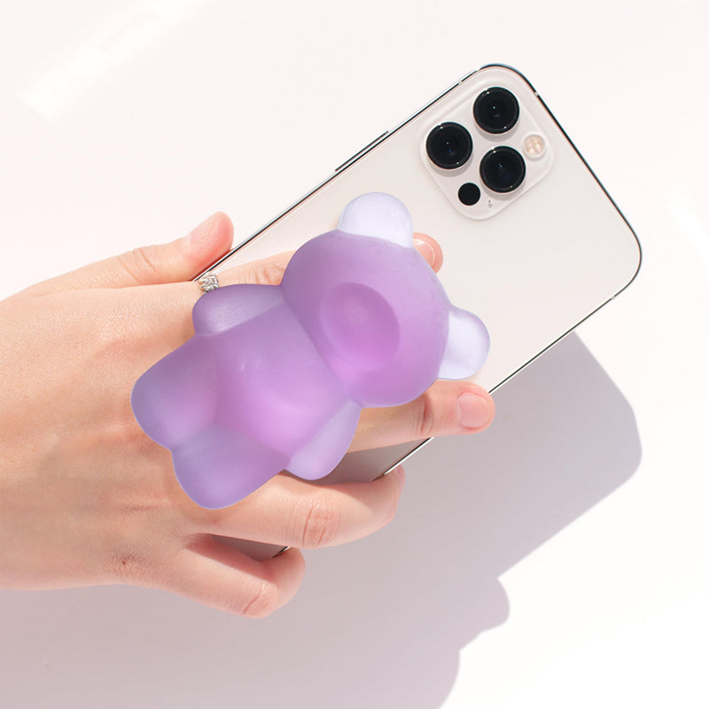 [Australia - AusPower] - GRIPONG Cute 3D Gummy Bear Expandable Collapsible Mobile Phone Grip Stand Holder for Smartphone Tablet Cell Phone Accessory (Bear Matte Purple) Bear Matte Purple 