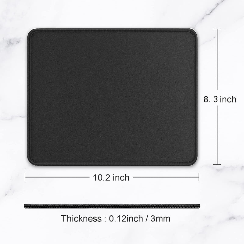 [Australia - AusPower] - Hsurbtra Mouse Pad, Premium-Textured Square Mousepad 10.2 x 8.3 Inch, Stitched Edge Anti-Slip Waterproof Rubber Mouse Mat, Pretty Cute Mouse Pad for Office Gaming Laptop Women Kids Jet Black 