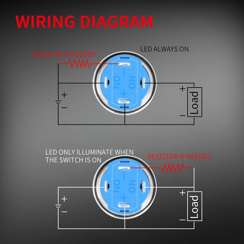 [Australia - AusPower] - DaierTek 6Pcs Mini Round Waterproof Push Button Switch 12mm ON Off Latching 1NO Pushbutton Self-Locking with Blue LED 12V 