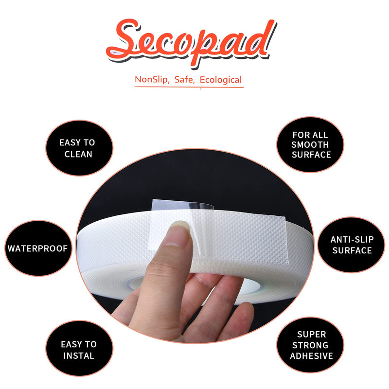 [Australia - AusPower] - Secopad Anti Slip Stair Tape for Stairs Bathtub Shower, Waterproof Non Slip Grip Tape , Adhesive Staircase Step Threads, Suitable for Bare Feet (1“ x 38') 1“ x 38' 
