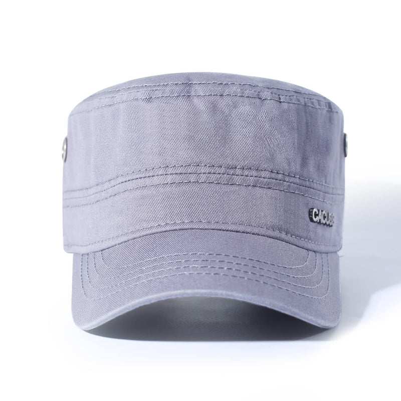 [Australia - AusPower] - CACUSS Men's Cotton Army Cap Cadet Hat Trucker Dad Hat Military Flat Top Adjustable Classic Baseball Cap Light Grey 