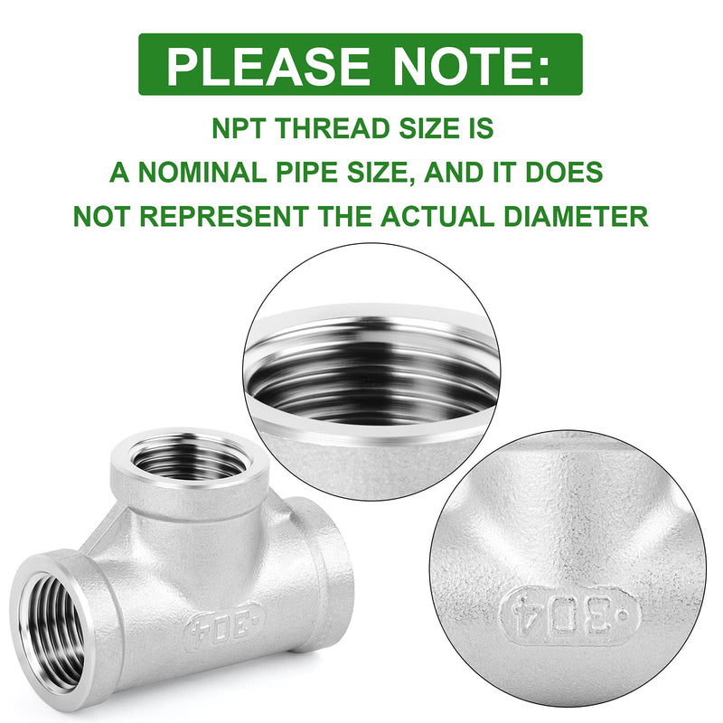 [Australia - AusPower] - TAISHER 2PCS Stainless Steel Tee Pipe Fittings, 3/4" x 3/4" x 3/4" NPT Female Pipe Fittings 3/4 Inch NPT 