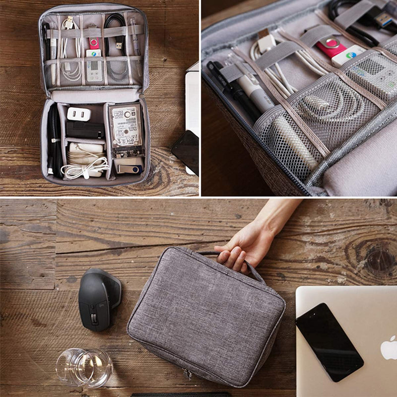 [Australia - AusPower] - Electronics Organizer, OrgaWise Electronic Accessories Bag Travel Cable Organizer Three-Layer for iPad Mini, Kindle, Hard Drives, Cables, Chargers (Two-Layer-Black) Two-Layer-Black 