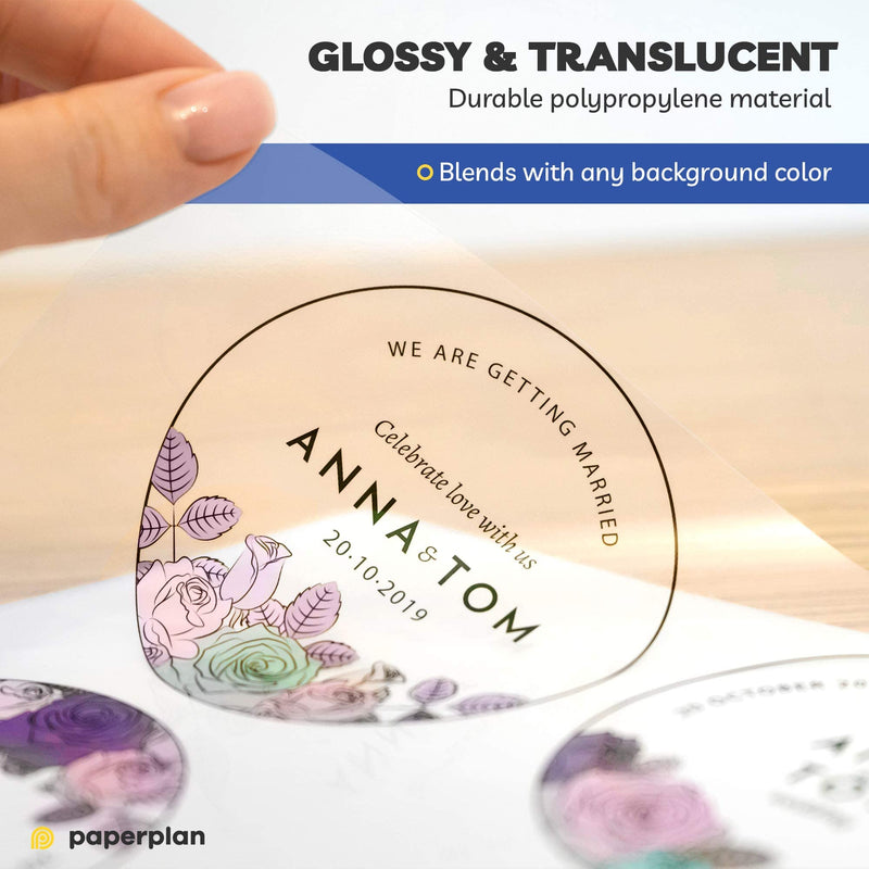 [Australia - AusPower] - (20 Sheets) Clear Sticker Paper For Inkjet Printer - Glossy 8.5 x 11 - Printable Vinyl Sticker Paper For Cricut, Personalized Stickers, Labels, Waterproof, Transparent, Adhesive, Decal / Paper Plan Clear Inkjet 