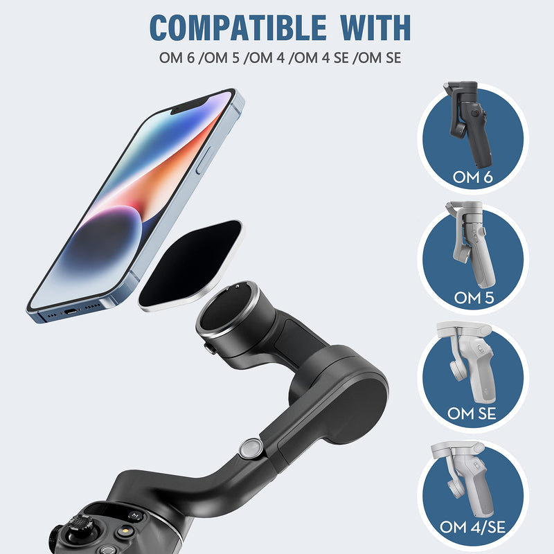 [Australia - AusPower] - STARTRC Magnetic Ring Clamp Holder for DJI OM6 / OM5 / OM4 SE / OM4 Magsafe Adapter, Compatible with iPhone for DJI Osmo Gimbal Stabilizer Accessories 