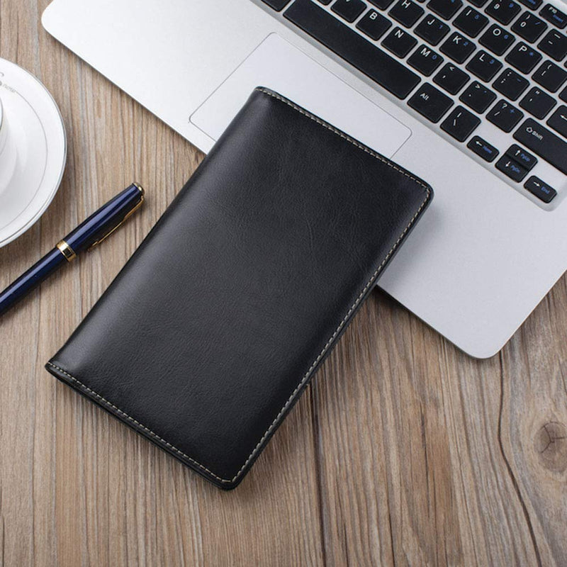 [Australia - AusPower] - Sooez Leather Business Card Book Holder, Professional Business Cards Book Organizer PU Name Card Credit Cards Book Holder Booklet (Black) Black 