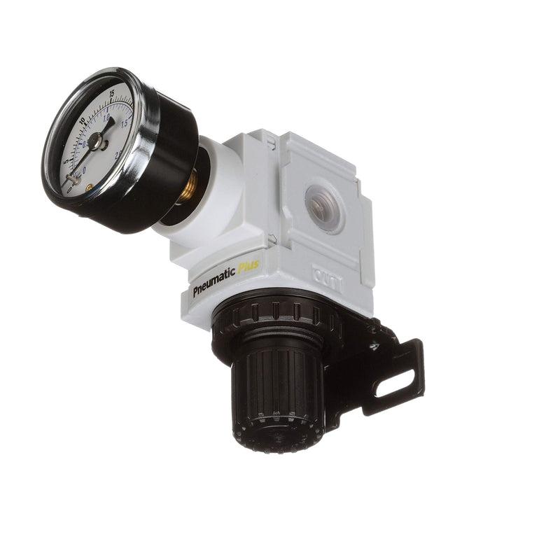 [Australia - AusPower] - PneumaticPlus PPR2-N02BG-2 Miniature Air Pressure Regulator 1/4" NPT - Gauge, Bracket, Instrument Pressure (3-30 PSI) 1/4" NPT (3-30 PSI) 