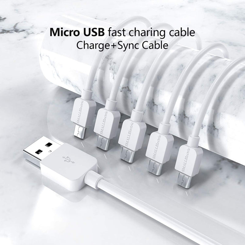 [Australia - AusPower] - Micro USB Cable (5-Pack, 6FT) Android Charger, SMALLElectric Micro USB Charger Cable Long Android Phone Charger Cord for Samsung Galaxy S7 S6 Edge J7 S5,Note 5 4,LG 4 K40 K20,MP3,Kindle,Tablet,White 5PACK 6FT 