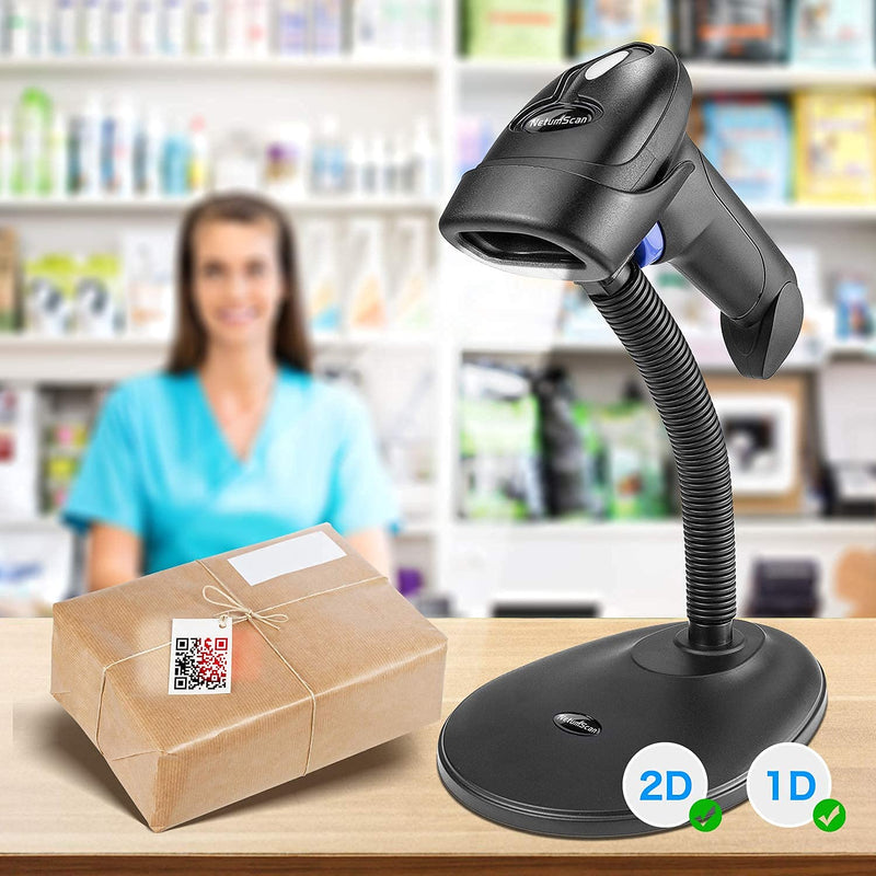 [Australia - AusPower] - NetumScan Handheld USB 1D Barcode Scanner with Stand & Wireless 1D 2D Barcode Scanner with Stand, Automatic QR Code Scanner Supports Screen Scan Handheld CMOS Image Bar Code Reader 
