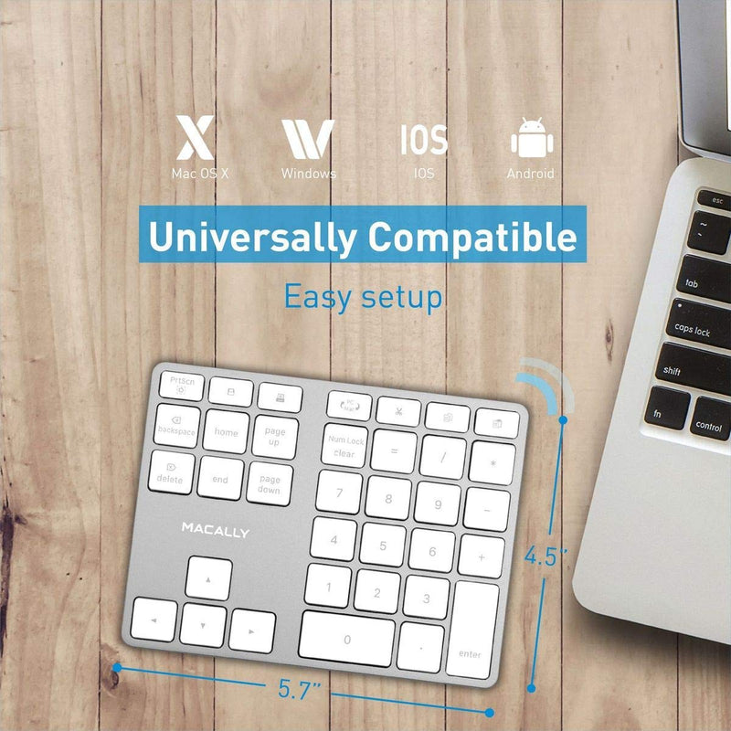 [Australia - AusPower] - Macally Wireless Number Pad for Mac & PC and a Wireless Bluetooth Mouse, Work with Numbers More Efficiently 