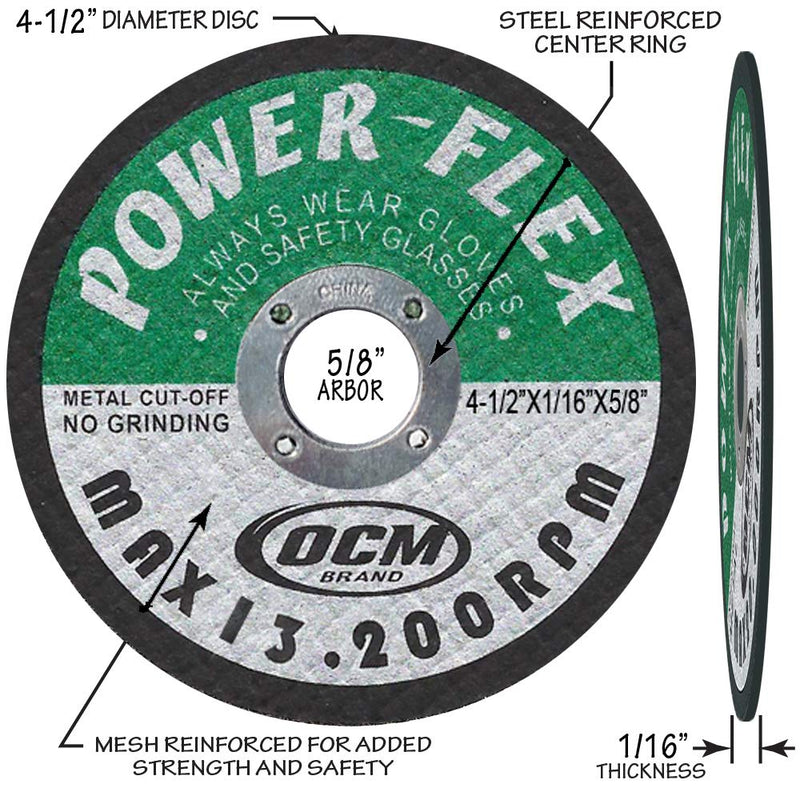 [Australia - AusPower] - 4 1/2 Inch x 1/16 Inch x 5/8 Inch Premium Cut Off Wheels - 10 PACK -, For Cutting all Ferrous Metals and Stainless Steel 