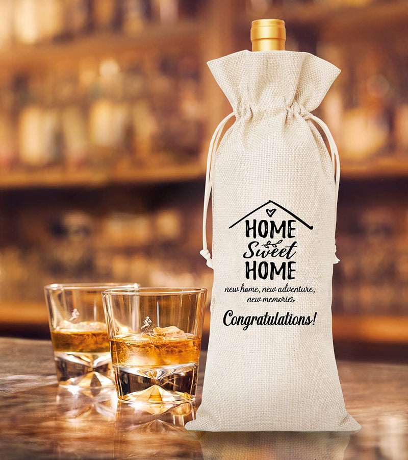 [Australia - AusPower] - Housewarming Wine Bag, Gift for New Apartment Decoration, First Time House Owner, Sweet Home Congratulations, Washable Wine Bag – 1 Pc(xj06) 