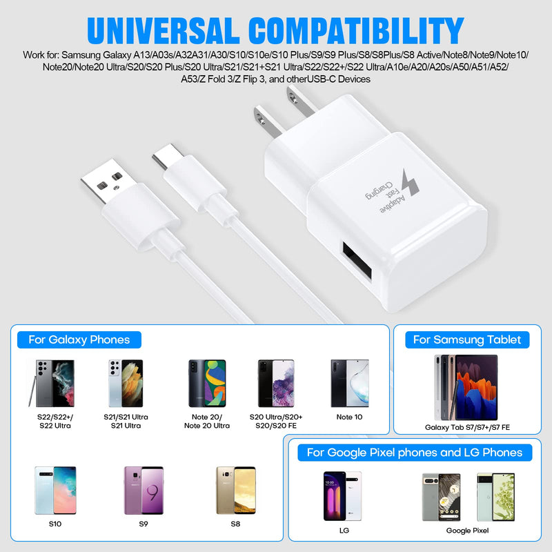 [Australia - AusPower] - Samsung Charger Fast Charging USB Type C Cable 6ft for Android Samsung Galaxy S10/S10e/S10Plus/S9/S9Plus/S8/S8Plus/A51/A52/A53/Note20/Note10/Note9/Note8/S20/S20+/S21/S21+/S22Ultra/S23/S23Ultra/S23+ 