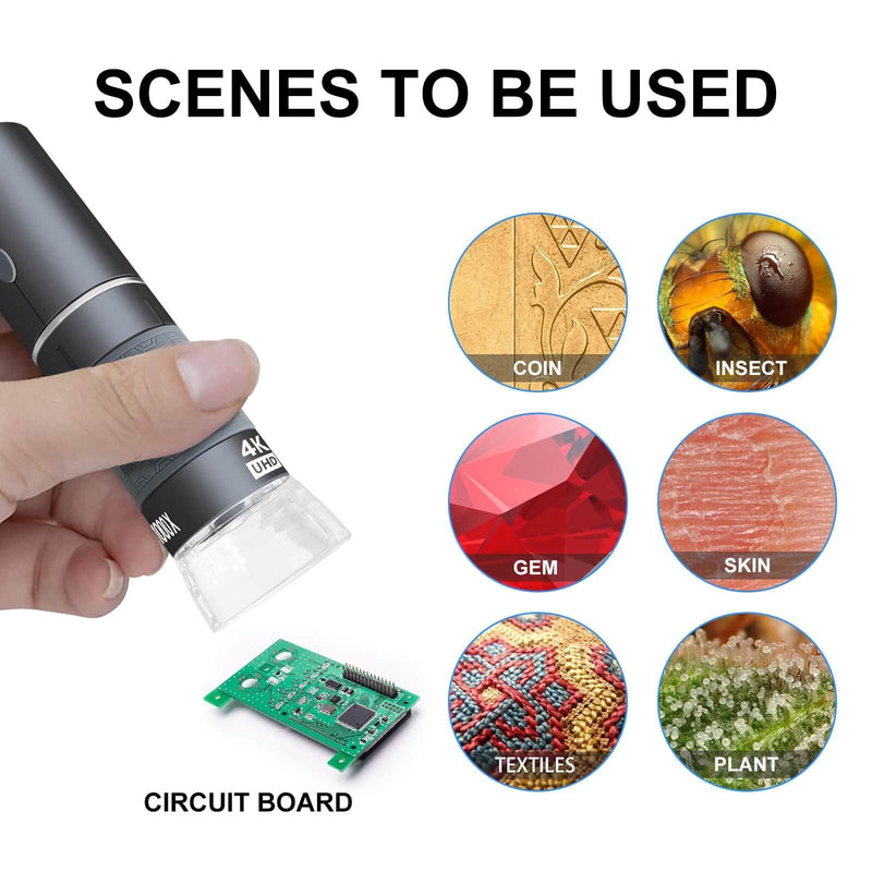 [Australia - AusPower] - Ninyoon 4K WiFi Microscope for iPhone Android PC, 50-1000X USB Digital Microscope Wireless Super HD Endoscope Camera Compatible with All Cellphones iPad Android Tablet Windows Mac Chrome Linux 
