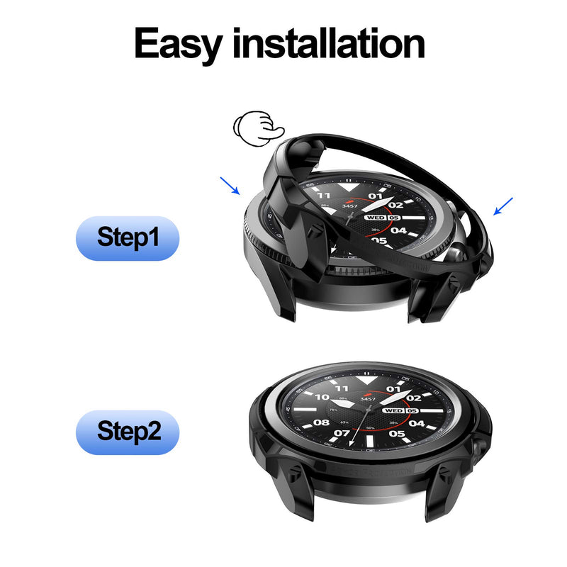 [Australia - AusPower] - Haojavo for Samsung Galaxy Watch 3 45mm Case, Slim Fit Flexible Armour Protector Shock-Proof All-Around Protective Cover Bumper Shell for Samsung Galaxy Watch 3 45mm Smartwatch Bands Accessories 