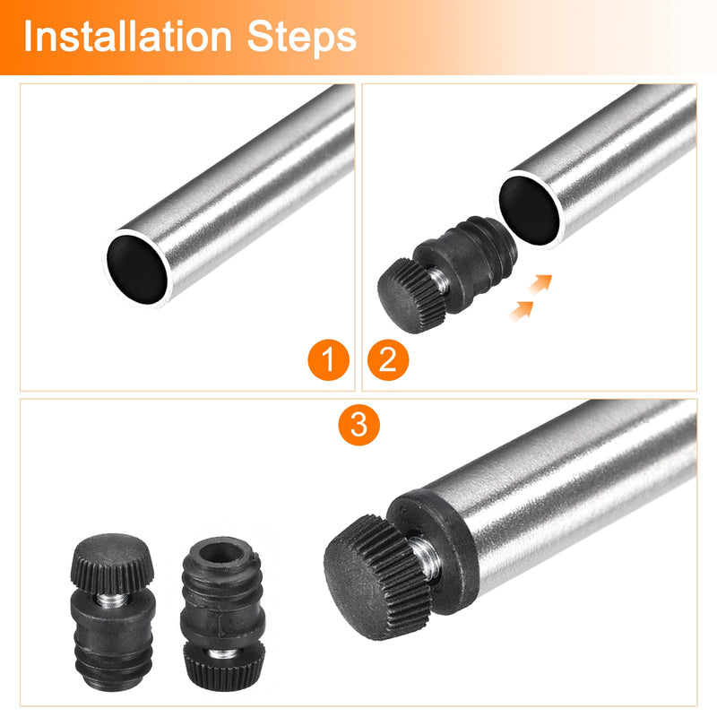 [Australia - AusPower] - uxcell 4Pcs Inserts for Round Tubes with Leveling Feet, for 16mm/0.63" OD Round Tube, M6 Thread Black Plastic Furniture Chair Leg Plug Blanking End Caps Insert Plugs 4 