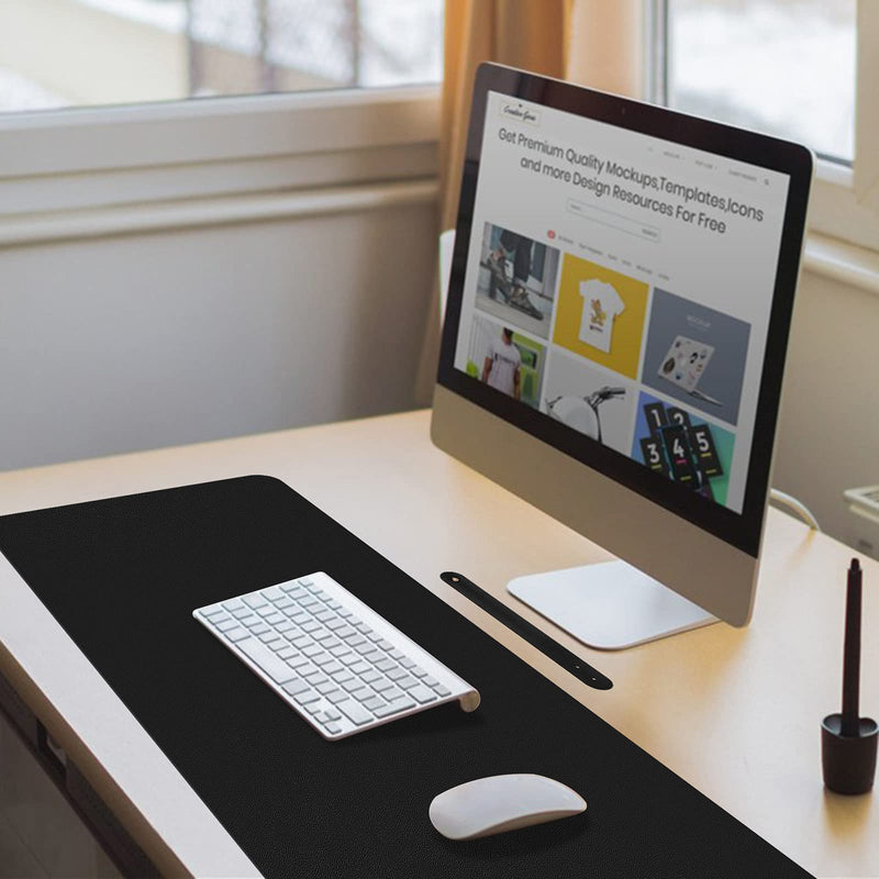 [Australia - AusPower] - Leather Desk Mat,Desk Pad,Desktop mat,Waterproof Desk Mat for Desktop, Desk Mat for Keyboard and Mouse,Leather Mouse Pad Protector for Office and Home,30"x 14" Leather-black 