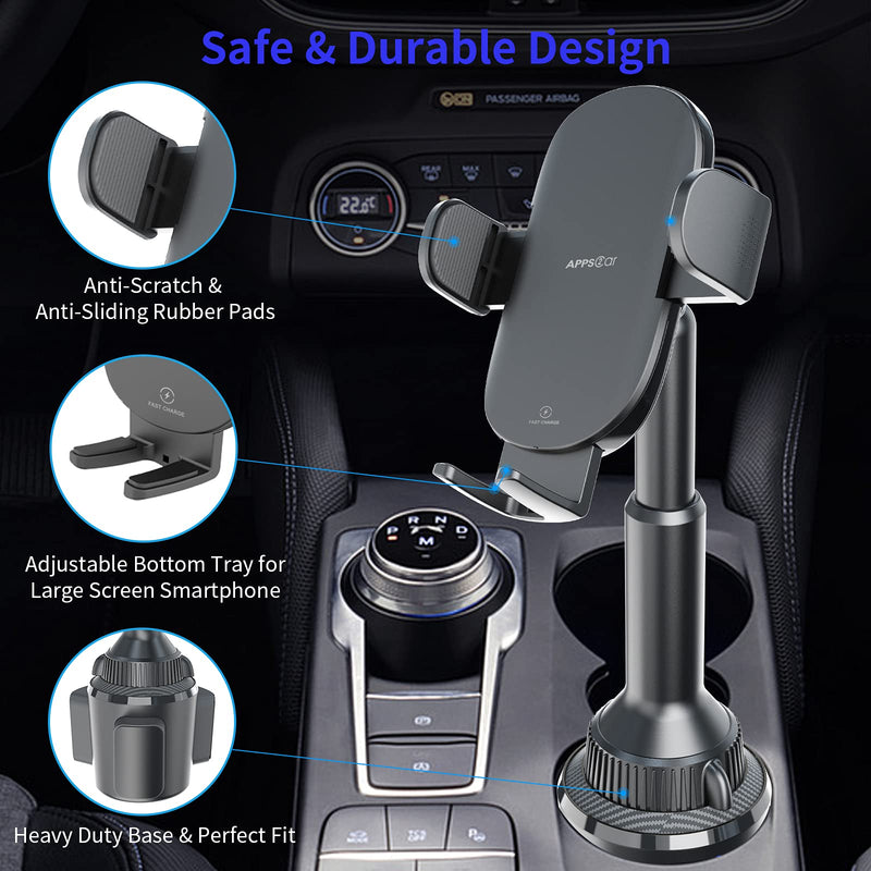 [Australia - AusPower] - Wireless Car Charger, 15W Qi Fast Charging Cup Phone Holder for Car, Adjustable Car Phone Holder Mount Charger with QC 3.0 Adapter, Compatible with iPhone 13/13 Pro Max/11 Pro All Smart Phones 