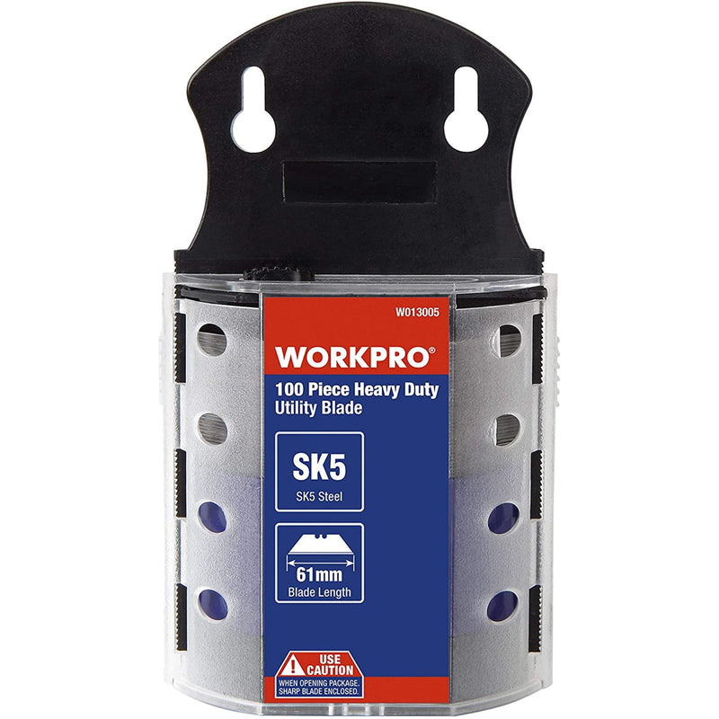 [Australia - AusPower] - WORKPRO Utility Knife Blades, SK5 Steel, 100-Pack with Dispenser 