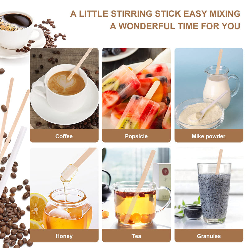 [Australia - AusPower] - Maxcocola 500PCS Disposable Wooden Coffee Stirrers, 7 Inches Large Wooden Beverage Coffee Stirrers Sticks, Biodegradable Eco-Friendly, 1 Pack of 500 each 