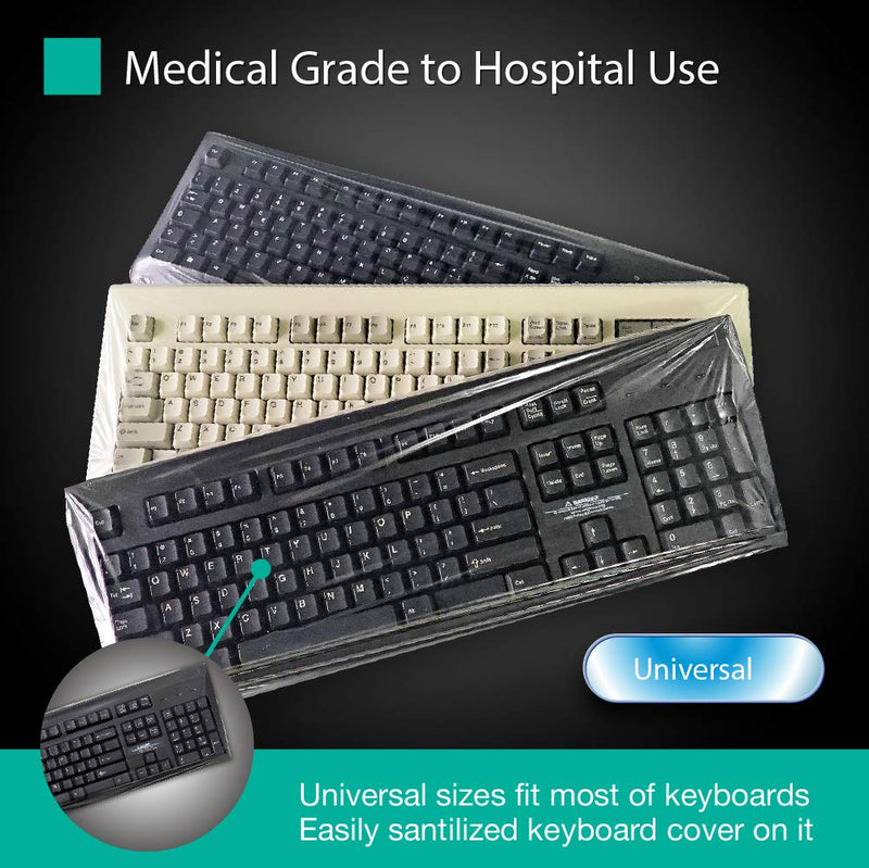 [Australia - AusPower] - Green Onions Supply[3 Pack] Universal Fully Covered Flat Style 0.025mm Wipeable Superb Tactile Feeling Waterproof Anti-Dust Keyboard Cap Cover for Desktop Keyboard with Numeric Hospital/Dentist Use 