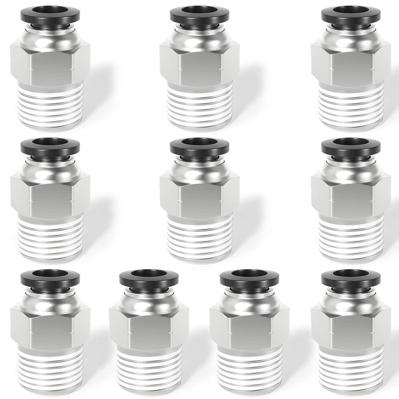 [Australia - AusPower] - TAILONZ PNEUMATIC Male Straight 1/4 Inch Tube OD x 1/4 Inch NPT Thread Push to Connect Fitting PC-1/4-N2 (Pack of 10) 1/4"OD x 1/4"NPT 