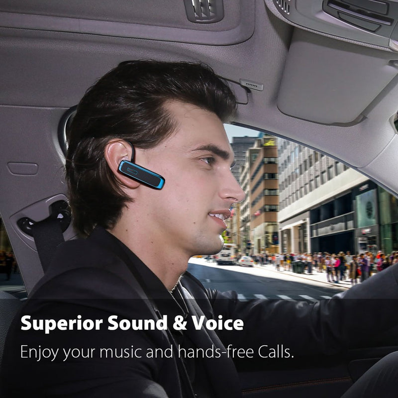 [Australia - AusPower] - Bluetooth Headset, Wireless Bluetooth Earpiece w/ 18 Hours Playtime and Noise Cancelling Mic,Ultralight Earbud Headphone Hands-Free Calls for iPhone Tablet Samsung Android Cell Phones Truck Driver Blue 